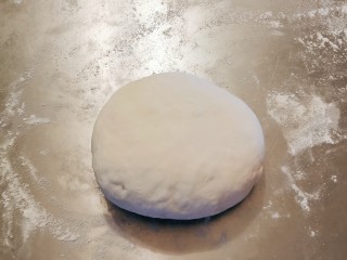 10、鲜肉饼,将面移至面板  轻柔排气