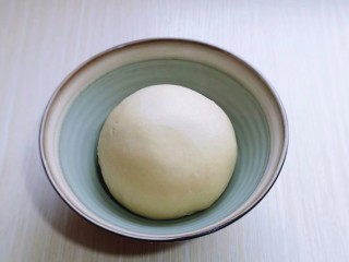 6、花式椰蓉面包,取出面团揉圆！放入发酵箱进行发酵！(室温发酵也可以，烤箱有发酵功能也可以，一定要保持面团的湿度)