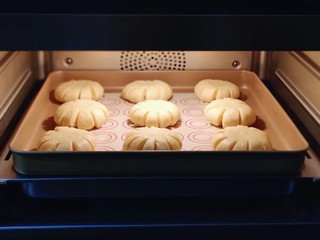 13、花式椰蓉面包,入蒸烤箱进行二次发酵。时间为:35度25分钟！