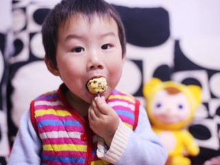 12、奶香蔓越莓米粉球,刚出炉宝宝就开吃了,拍完差不多也吃完了。