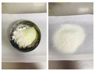 3、红丝绒蛋糕卷,白鲨低筋小麦粉、雀巢奶粉过筛。