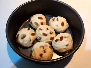 15、超软的葡萄干小餐包,面团发至一倍大即可