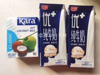 7、香甜奶椰红豆西米露,牛奶和椰浆