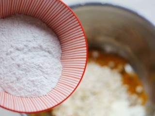 7、南瓜燕麦饼,分多次加入糯米粉。