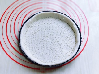 3、教你在家自制厚底牛肉披萨，做法简单，味道超赞,放入烤盘中，用叉子叉出洞洞眼。“防止高温烘烤后中间鼓起来”