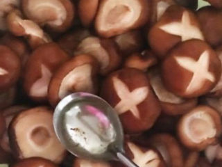 10、孜然烤香菇,加入1勺玉米油