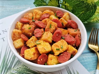 17、孜然火腿馒头丁,无敌美味！