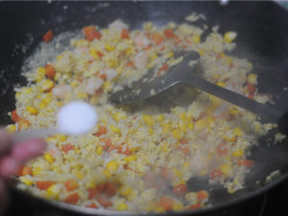 10、虾仁炒饭,放盐调味
