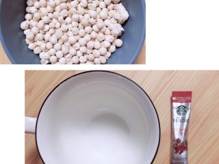 1、珍珠冷萃咖啡,准备好食材。珍珠、咖啡粉、牛奶。