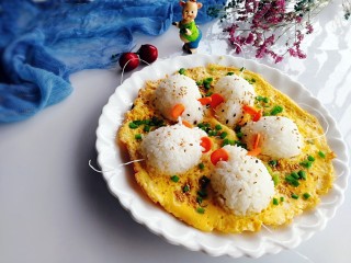 20、剩米饭百种做法+小老鼠抱蛋煎饭团,成品图二，萌萌哒