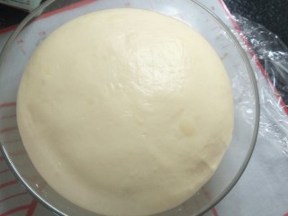 9、超软拉丝北海道土司（2个）,发酵好后的样子的样子，两倍大手指戳下不回弹