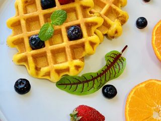 28、胡萝卜华夫饼,口感香、软、外皮有一点点的蕉酥。