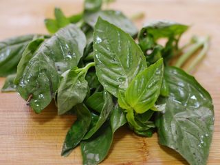 5、台式三杯鸡,九层塔洗净。