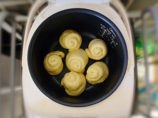 16、奶香葡萄干小面包（电饭锅版）,饧发至两倍大。