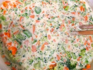 9、西兰花胡萝卜鸡蛋饼,拌好的面糊最好是浓稠状，我的有点稀了????