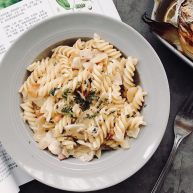 奶油蘑菇培根螺旋意面