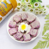 香甜软糯的奶香紫薯芝麻方饼