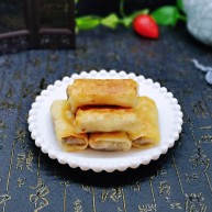快手早餐少油版香煎肉松春卷