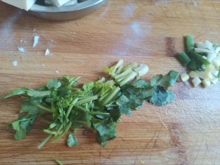 4、西红柿豆腐汤,葱切成葱粒，香菜切段