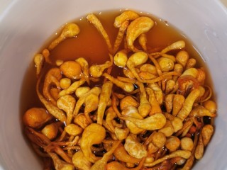 6、佛跳墙,虫草花洗干净，泡少许水，让味道慢慢渗出水里。