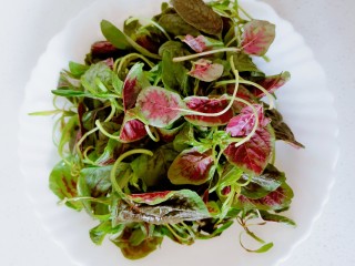 1、苋菜豆腐汤,将买回来的苋菜摘洗干净备用