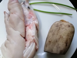 1、莲藕猪蹄汤,准备好所需材料