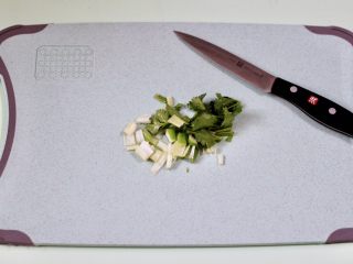 2、海蛎子豆腐汤,把葱和香菜洗净后用刀切成段备用。