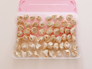 6、云吞面,全部包好放入冷冻盒里冷冻保存