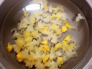 7、木瓜炖银耳,加入水，煮开锅后，小火儿慢炖。