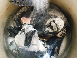 5、白果腐竹炖乌鸡,冲洗干净