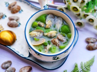 15、丝瓜花甲汤,成品。