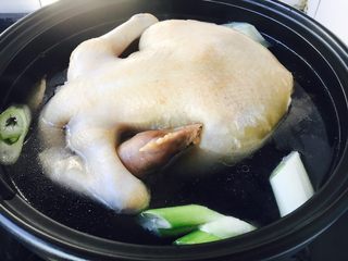 12、竹荪炖笨鸡汤,放入葱姜