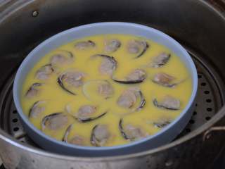 8、文蛤蒸蛋,冷水上蒸锅。