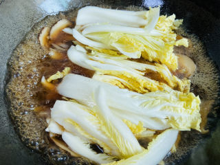 13、大白菜炖粉条,放入大白菜炖五分钟