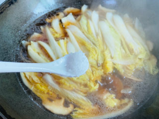 14、大白菜炖粉条,加入适量盐