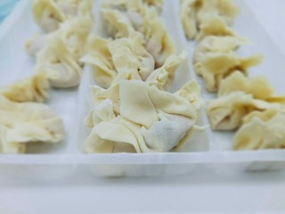 14、#咸味#紫菜虾皮鲜肉小馄饨,依次做完的馄饨,一次吃不完的话密封好放入冰箱冷冻室。