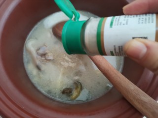 12、黄豆猪脚汤,加入适量的白胡椒粉，搅拌均匀即可出锅