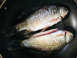 10、鲫鱼汤,放入洗净的鲫鱼小火煎一下