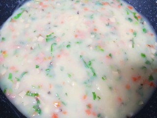 12、玉米面糊糊,搅拌均匀。