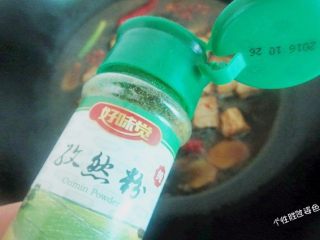 14、馋嘴猪肉粒,加入孜然