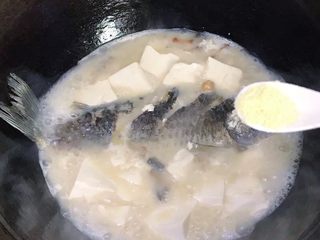 20、浓汤鲫鱼炖豆腐,放一点点鸡精