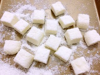 14、椰蓉奶冻,再放入椰蓉中沾裹上椰蓉即可