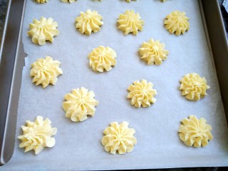 16、曲奇饼干,挤出曲奇花形饼干胚