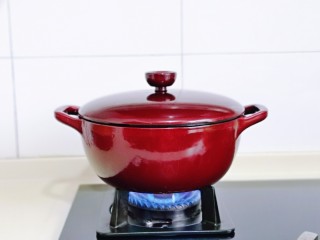 12、牛腩萝卜汤,盖上珐琅铸铁锅盖子大火烧开，转小火慢炖40分钟。(时间可以根据个人喜欢的口感增减)