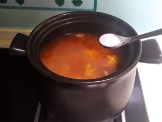 26、美味养生汤   果蔬排骨汤,加入精盐调味