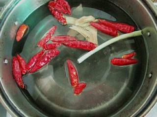 6、水煮毛豆,锅中加水，放入所有的辅料，大火煮开