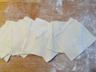 28、大馅馄饨~自己擀皮水打馅,背面粘一点干面粉