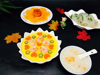 20、虾仁胡萝卜秋葵鸡蛋羹,当早餐杠杠的