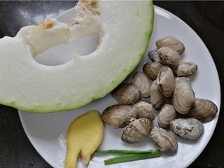 1、冬瓜蛤蜊汤,准备好所需材料