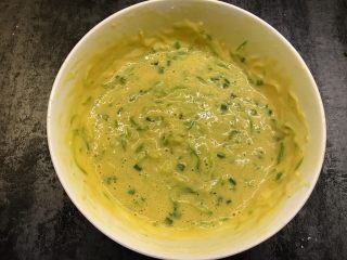 3、西葫芦鸡蛋饼,搅拌均匀